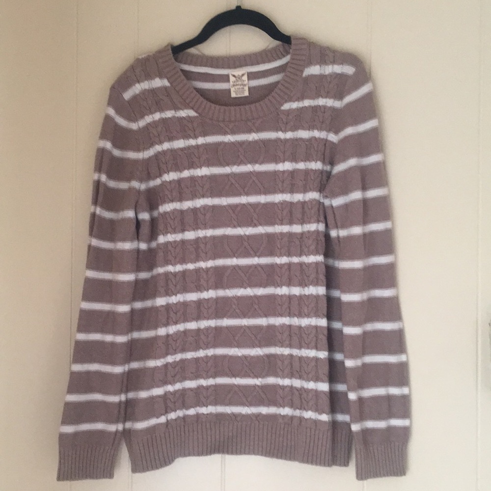 Brown and White Striped Sweater